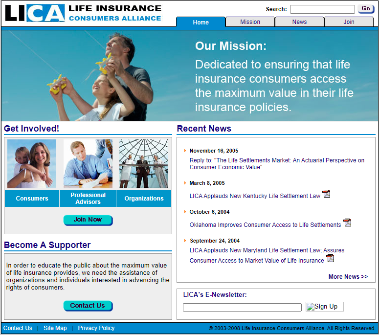 New website for the Life Insurance Consumers Alliance